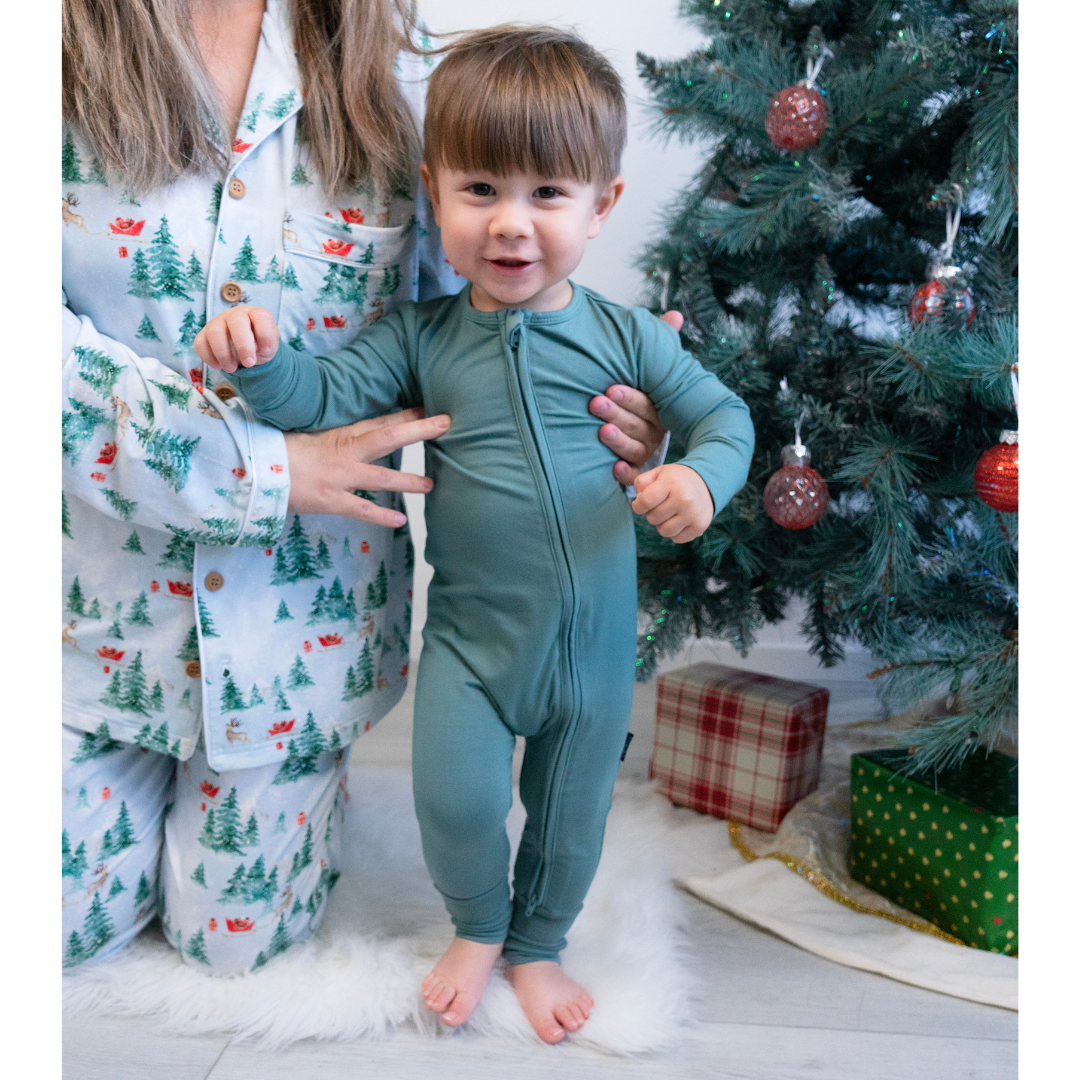 Footless Sleeper with Fold-over Cuffs - Leafy Green