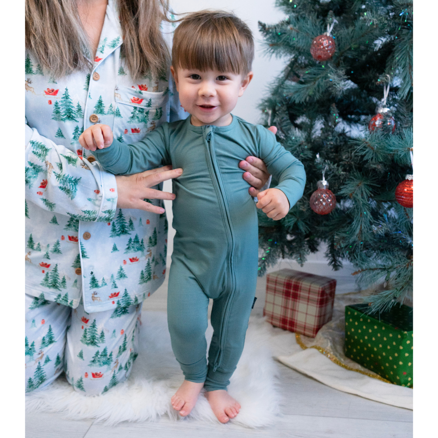 Footless Sleeper with Fold-over Cuffs - Leafy Green