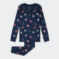 Goal Getters Print on Dress Blue PJ Set