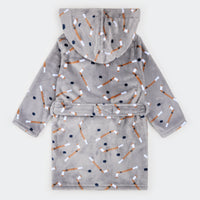 Slapstick Print on Indigo Plush Robe