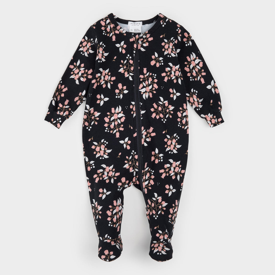 Vintage Rosebud Print on Black LunaKnit Sleeper