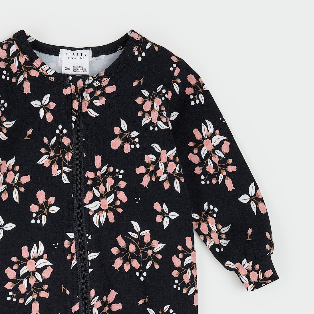 Vintage Rosebud Print on Black LunaKnit Sleeper