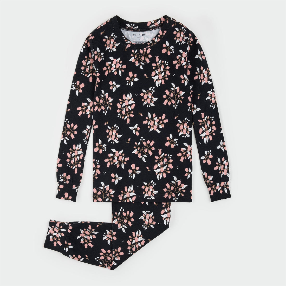 Vintage Rosebud Print on Black LunaKnit PJ Set
