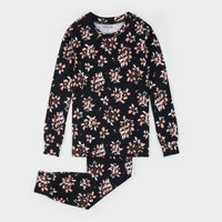 Vintage Rosebud Print on Black LunaKnit PJ Set