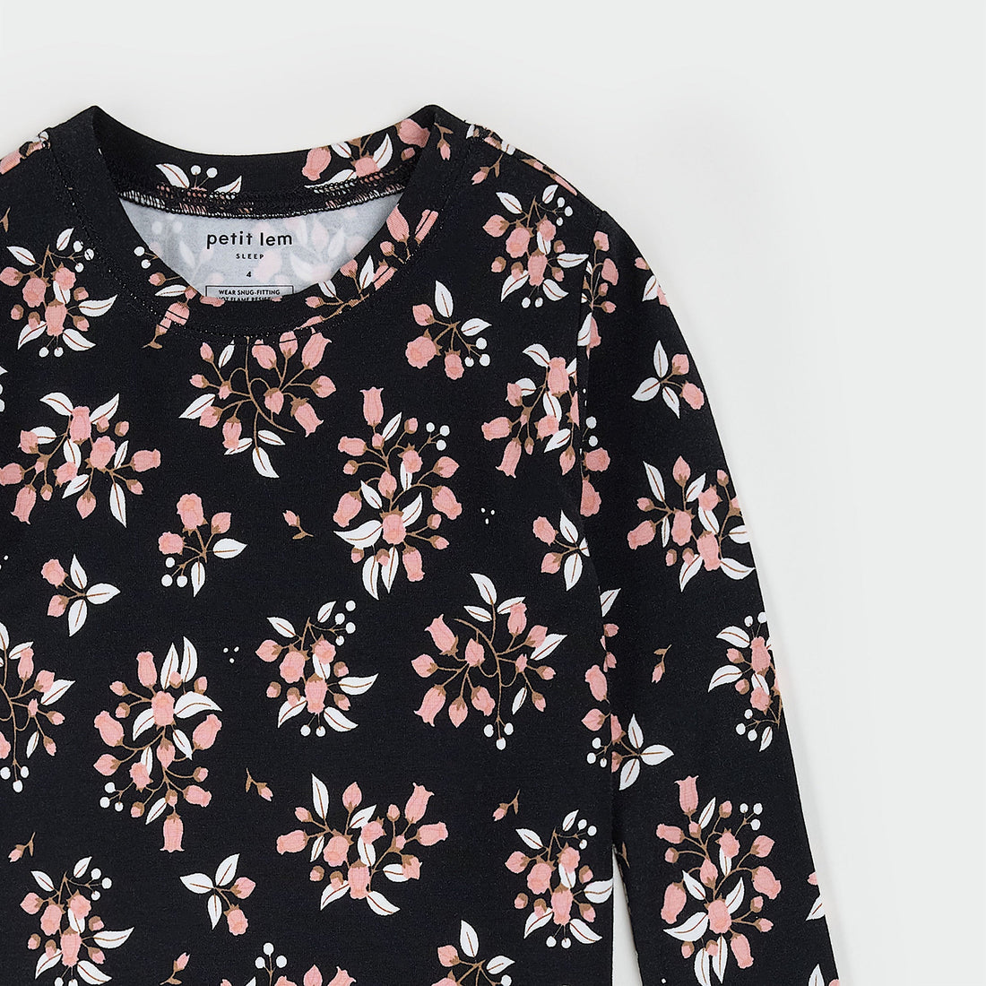 Vintage Rosebud Print on Black LunaKnit PJ Set