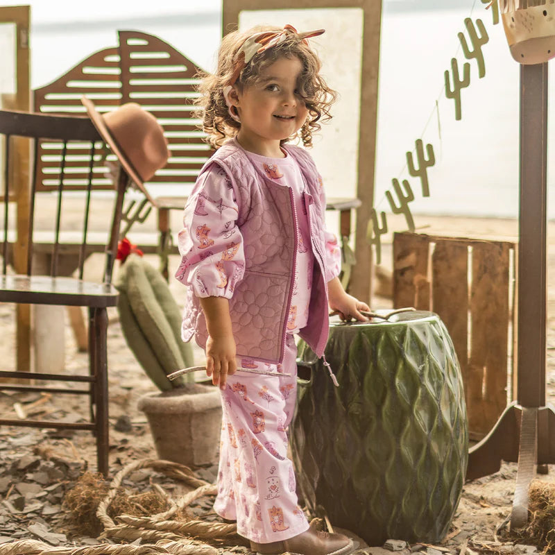 Pink pants with cowboy boot all over print, baby