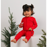 Footless Sleeper with Fold-over Cuffs - Santa Red