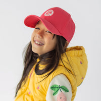 PINK CAP WITH ROUNDED PEAK AND EMBROIDERY, CHILD