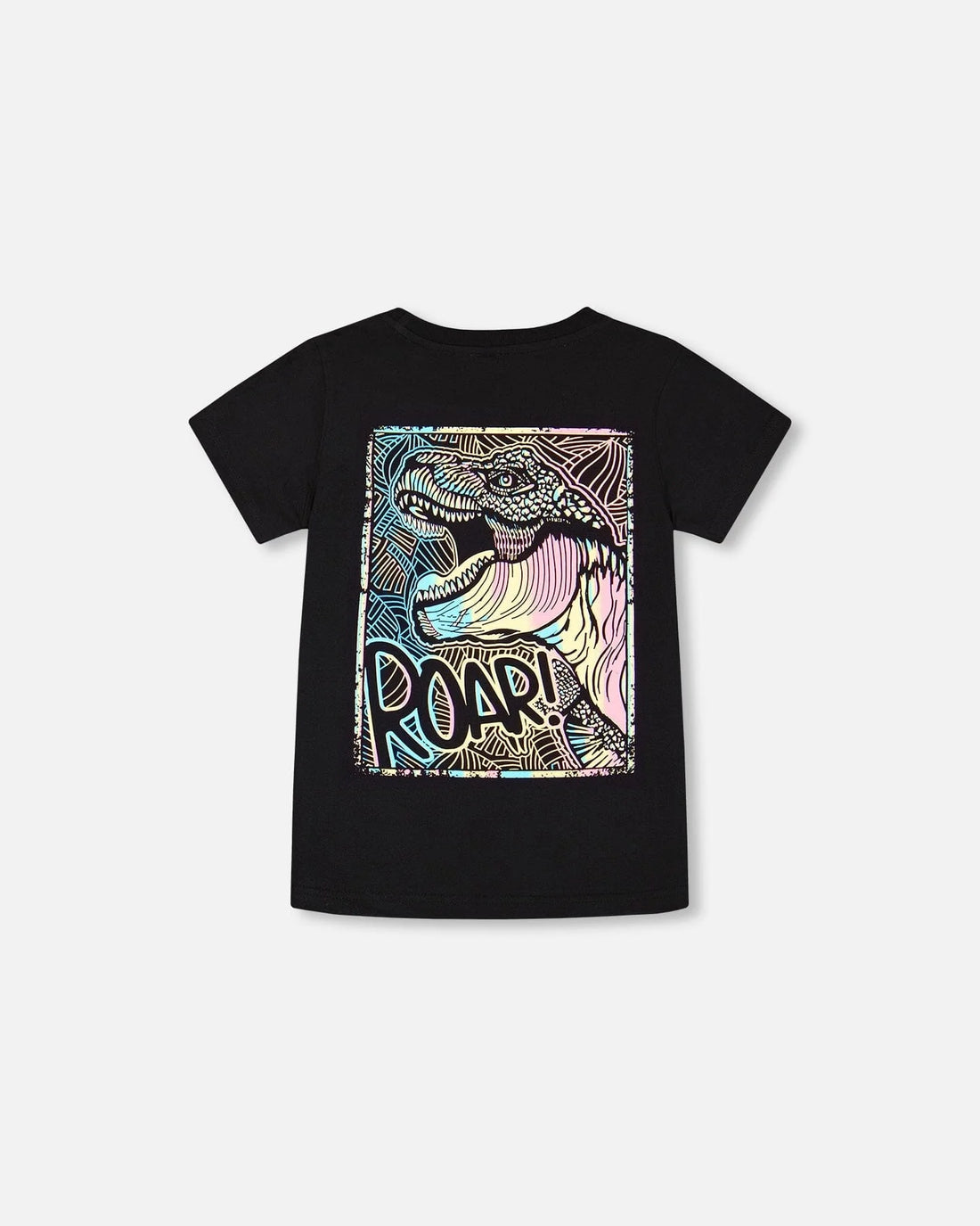 Organic Cotton Graphic Tee Black And Multicolored Dino