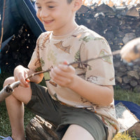 Printed Organic Cotton Tee Camping Beige