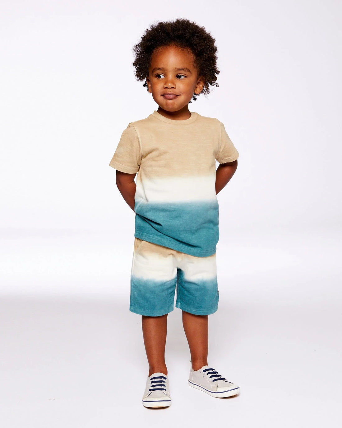 French Terry Short Gradient Beige And Teal