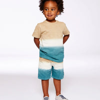French Terry Short Gradient Beige And Teal