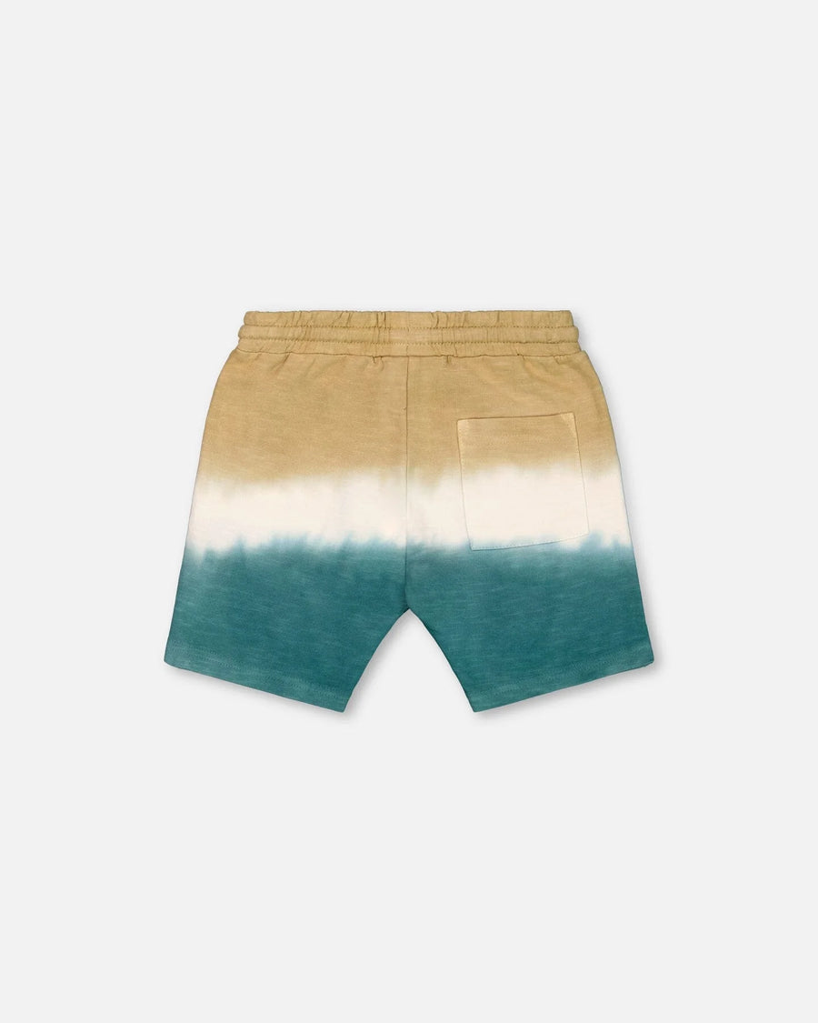 French Terry Short Gradient Beige And Teal