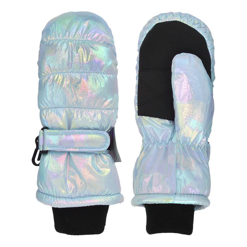GIRLS IRIDESCENT QUILTED SKI MITTEN