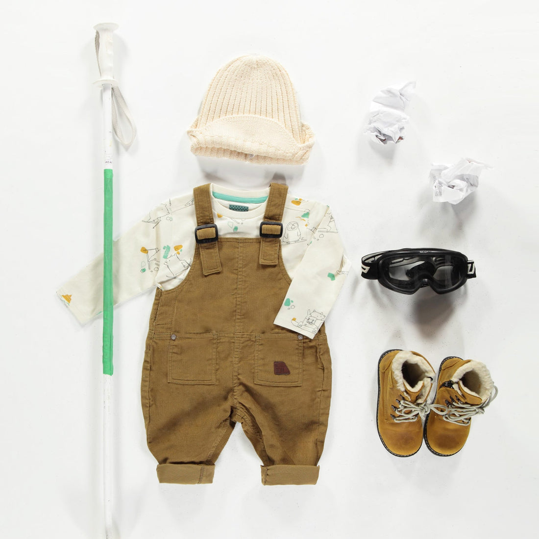 CREAM PATTERNED T-SHIRT WITH LONG SLEEVES AND IN JERSEY, BABY