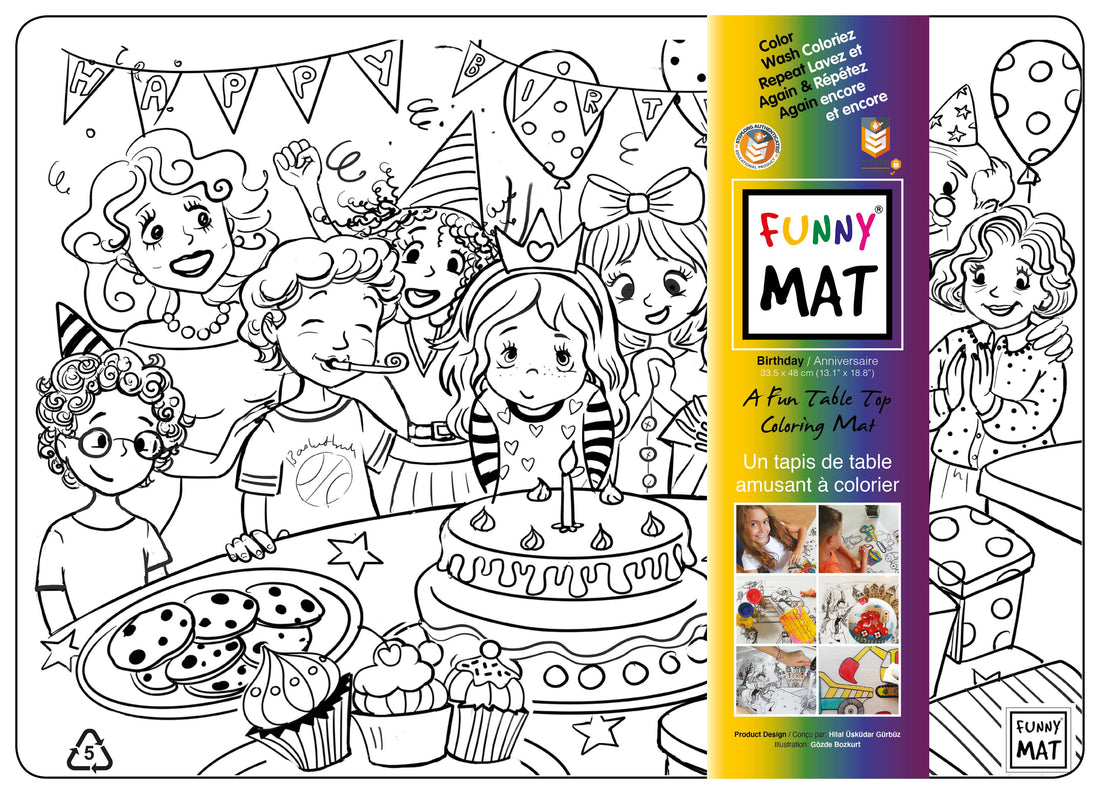 Table top coloring mat, birthday