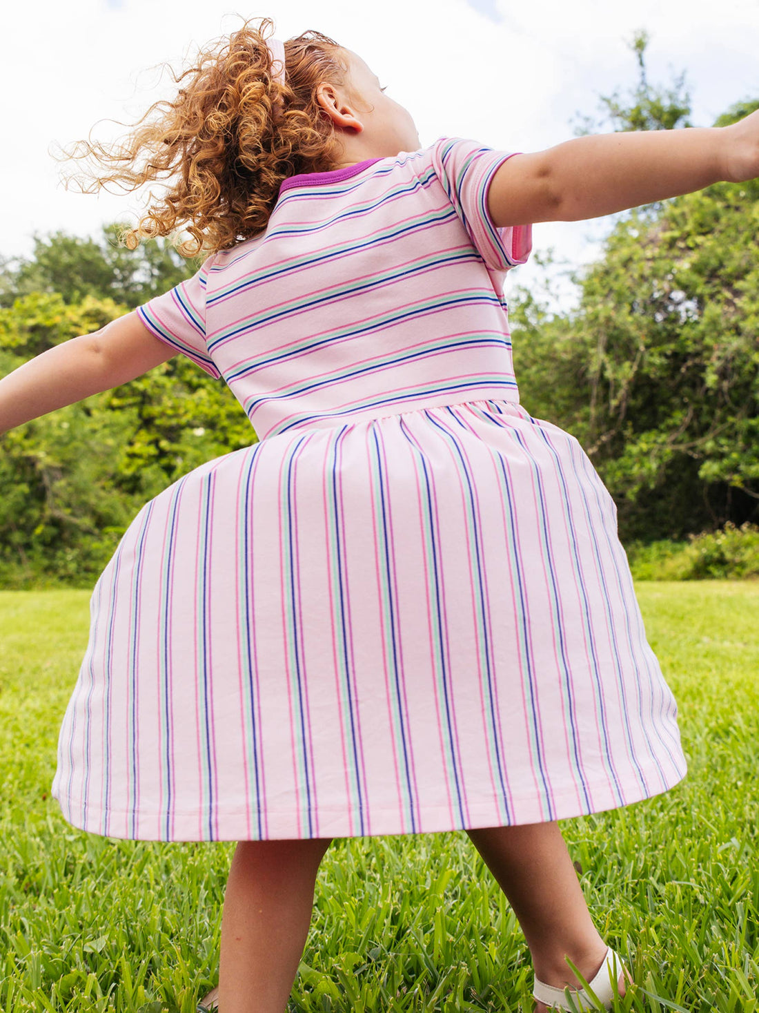Everywhere Dress | Girls Short Sleeve Dress | Soft Dress [Strawberry Stripe]