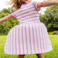 Everywhere Dress | Girls Short Sleeve Dress | Soft Dress [Strawberry Stripe]