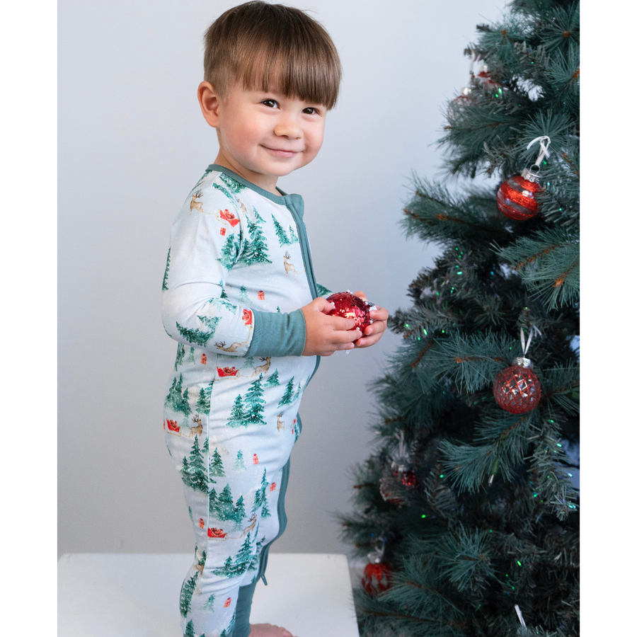 Footless Sleeper with Fold-over Cuffs - Sleigh Ride