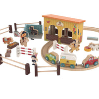 Horse Stable Play World with Wooden Train Tracks