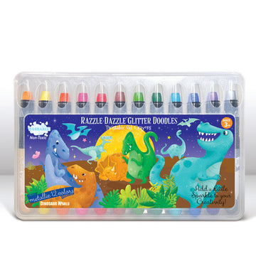 Glitter Doodle Gel Crayons- Dinosaur World