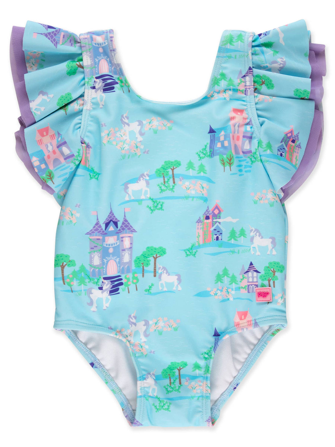 Girls Once Upon a Castle Butterfly Sleeve One Piece Swimsuit