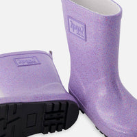 Rain Boots In Natural Rubber Purple Glitter