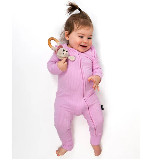 Ribbed Bamboo Sleeper with Fold-over Cuffs - Pastel Orchid