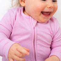 Ribbed Bamboo Sleeper with Fold-over Cuffs - Pastel Orchid