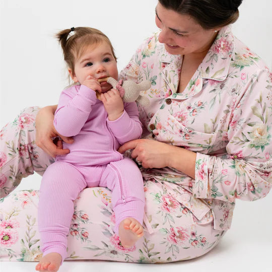 Ribbed Bamboo Sleeper with Fold-over Cuffs - Pastel Orchid