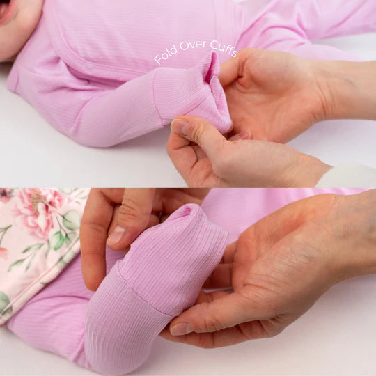 Ribbed Bamboo Footed Zipper Sleeper - Pastel Orchid