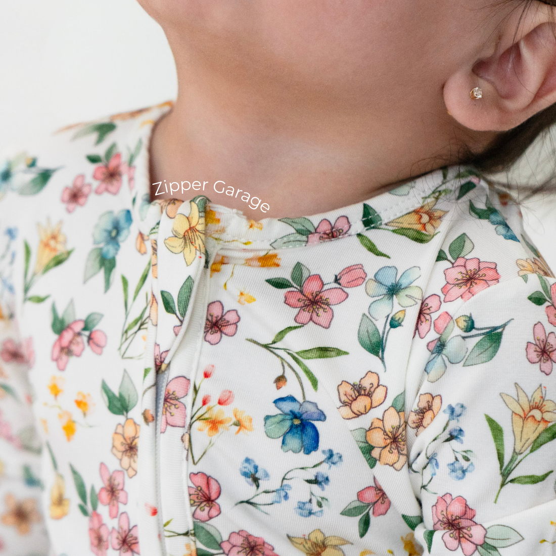 Footless Sleeper with Fold-over Cuffs - Spring Meadow
