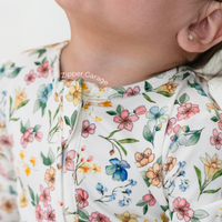 Footless Sleeper with Fold-over Cuffs - Spring Meadow