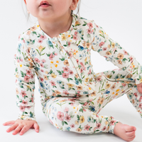 Footless Sleeper with Fold-over Cuffs - Spring Meadow