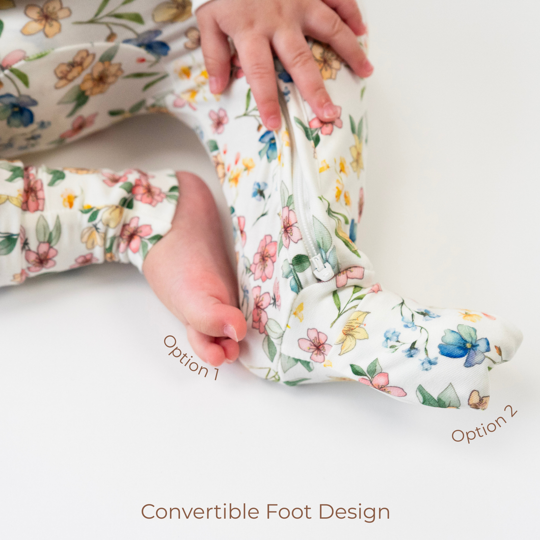 Footless Sleeper with Fold-over Cuffs - Spring Meadow