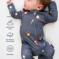 Footless Sleeper with Fold-over Cuffs - Baseball