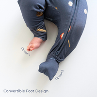 Footless Sleeper with Fold-over Cuffs - Baseball
