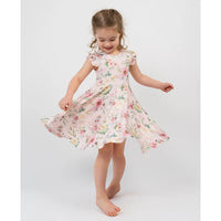 Ruffled Sleeves Twirl Dress - Floral Bliss