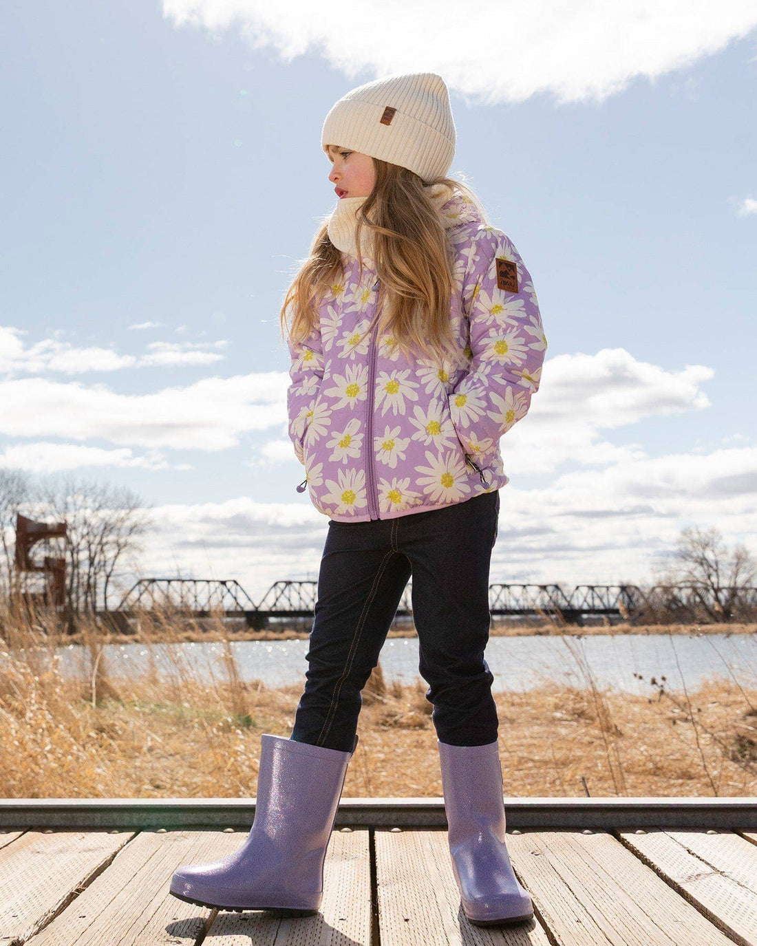 Rain Boots In Natural Rubber Purple Glitter