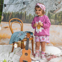 RED-VIOLET LONG SLEEVES SWEATER WITH MARGUERITE IN FRENCH TERRY, BABY