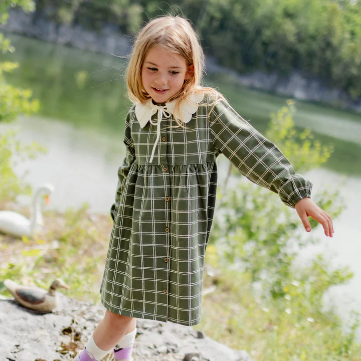 GREEN PLAID DRESS IN JERSEY, CHILD