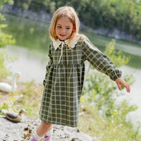 GREEN PLAID DRESS IN JERSEY, CHILD