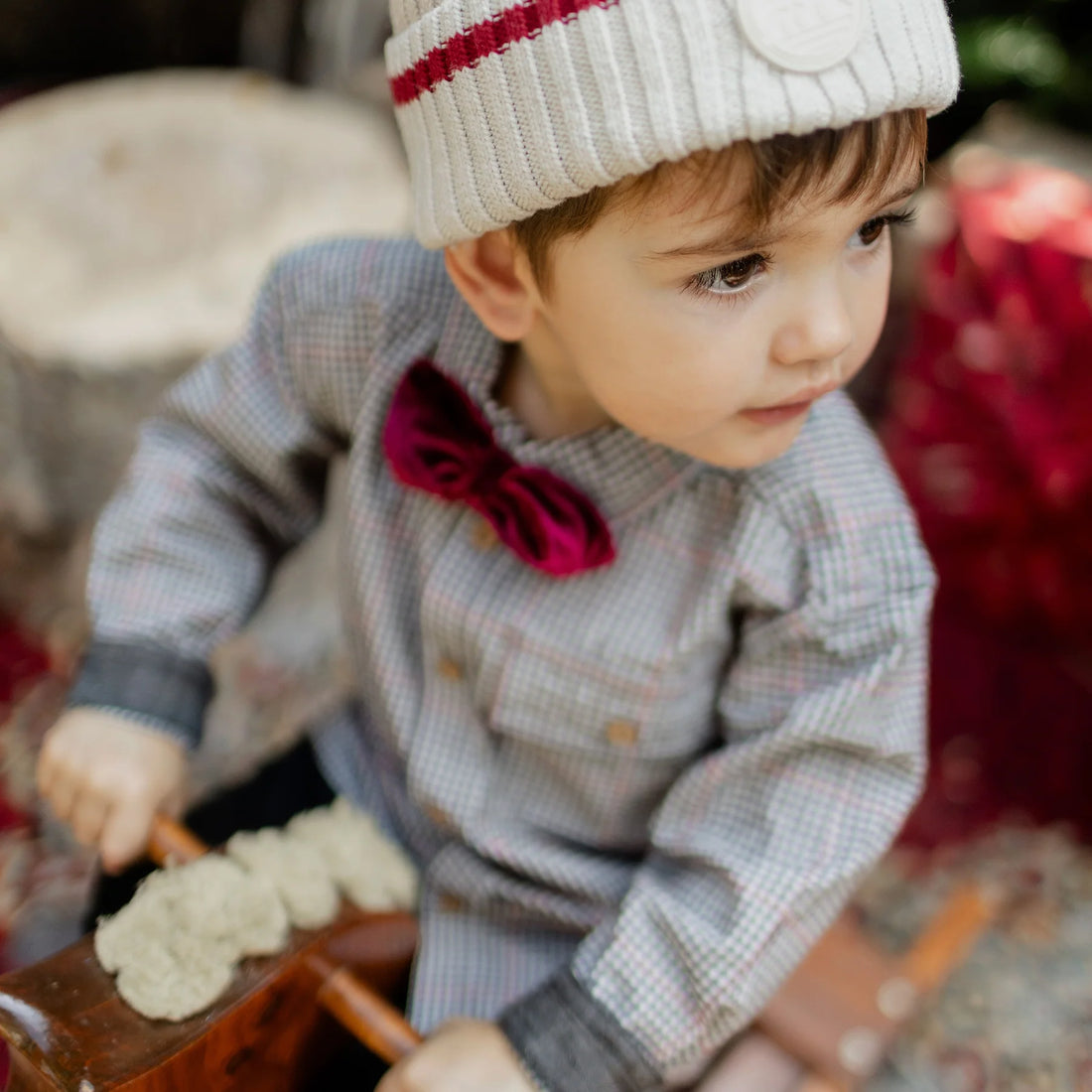 BLACK AND WHITE MICRO CHECK SHIRT IN POPLIN, BABY