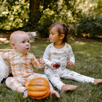 Sleeper with fold-over cuffs - Autumn Plaid