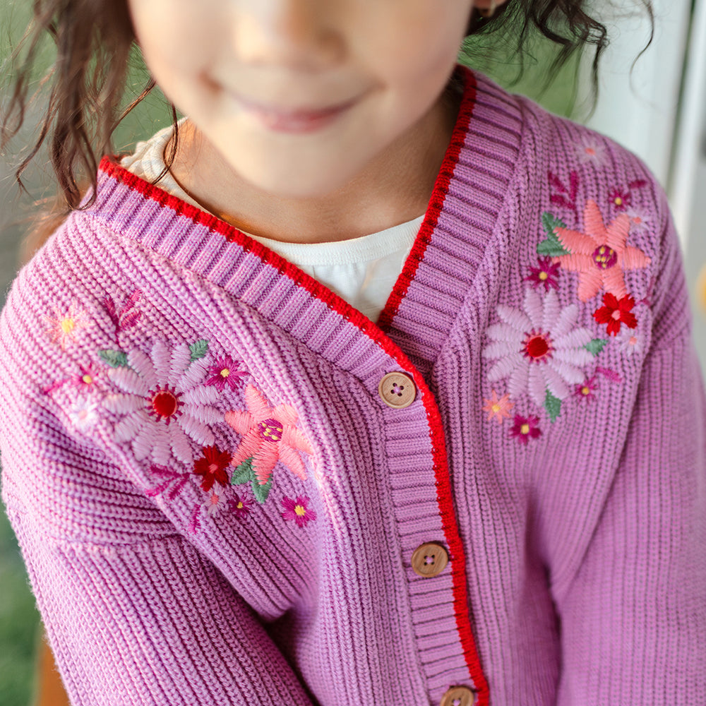 Purple knitted cardigan, child