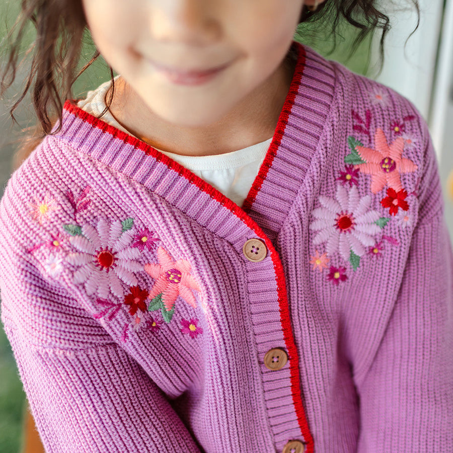 Purple knitted cardigan, child