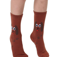 3D Packaged Crew Socks - Kids - Puppy Dog - Brown