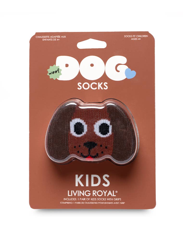 3D Packaged Crew Socks - Kids - Puppy Dog - Brown