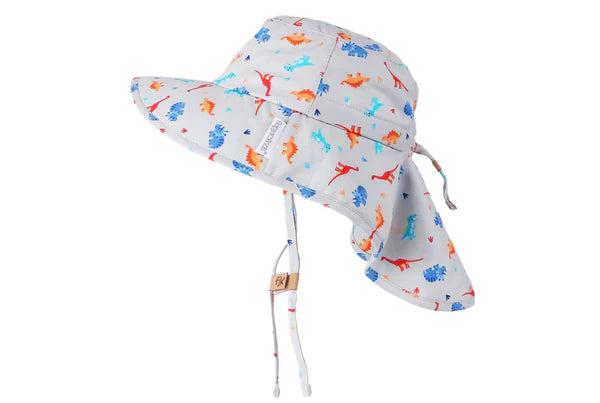 Sun Hat with Neck Cape - Multi Dino