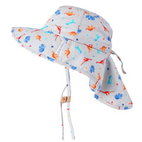 Sun Hat with Neck Cape - Multi Dino